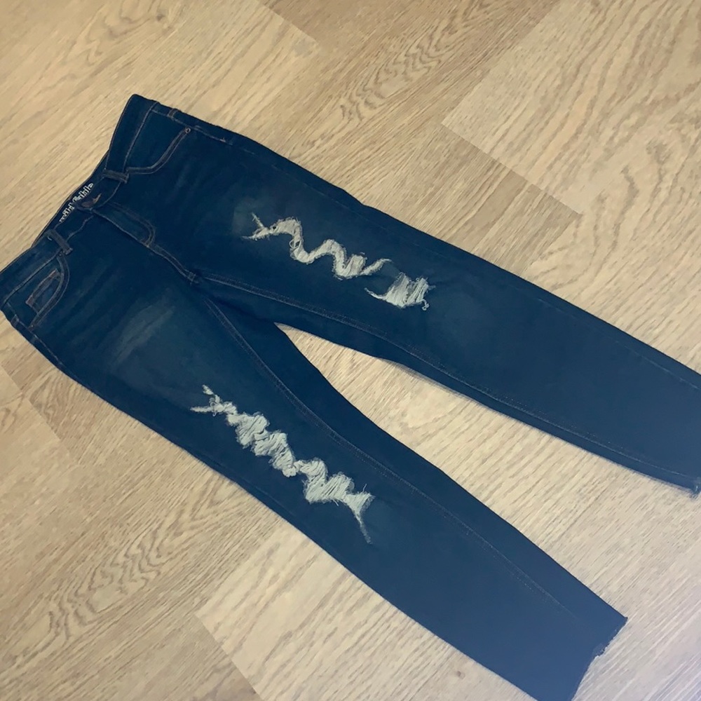 Dark Distressed Crop Jeans